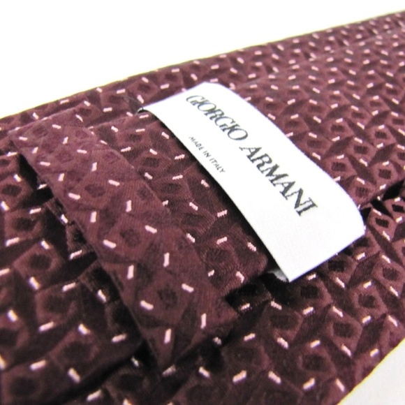 GIORGIO ARMANI Tie Maroon Heavy Woven Silk - Picture 2 of 6